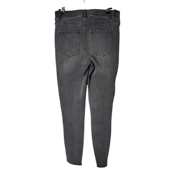 Spanx Gray Distressed Pull On Skinny Jean Jegging Raw Hem High Rise Medium - Picture 7 of 11